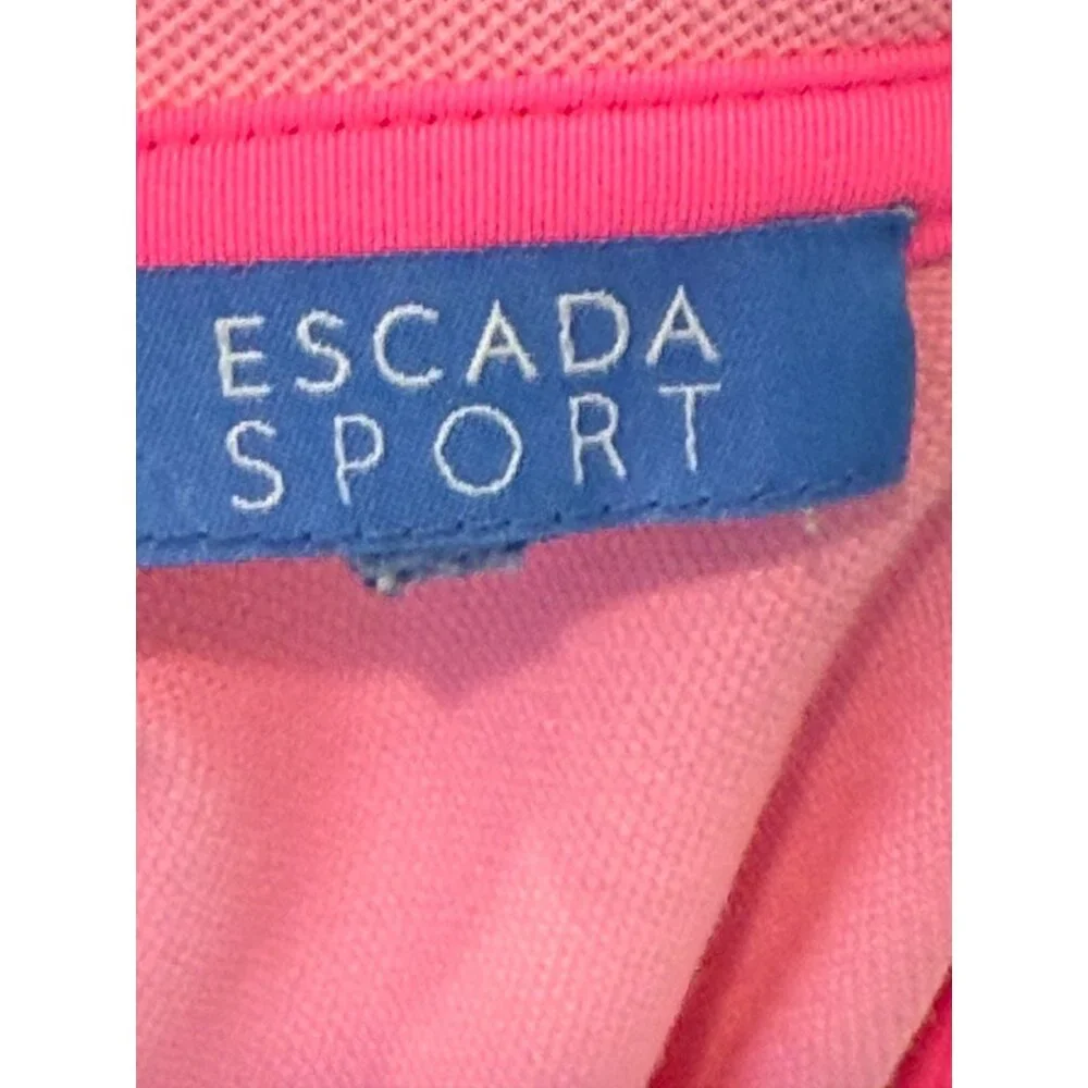 Escada Sport Pink Polo Golf Shirt W/ Palm Tree Embroidery & Rhinestones W Size M - Picture 4 of 7
